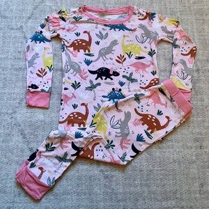 Little Sleepies Pink Jurassic Jungle Bamboo Two-Piece LS Pajamas (2T)